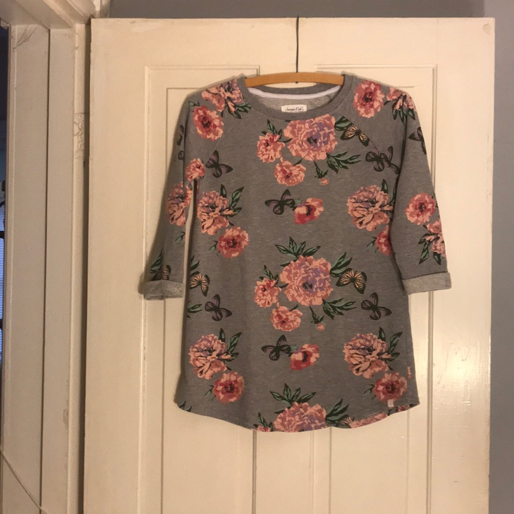 Girls Tunic length floral sweatshirt